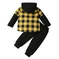 thumbnail image 2 of Flannel Hooded Plaid Sweatshirt Set Little Boys Toddler Outfit With Pant 2-Piece Set, 2 of 8