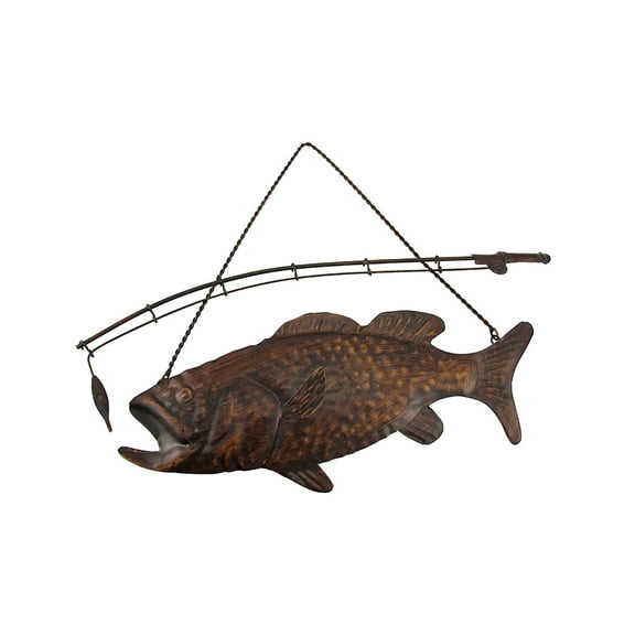 Zeckos Rustic Finish Largemouth Bass Metal Wall Hanging