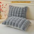 thumbnail image 2 of LIFEREVO Pack of 2 Fluffy Faux Rabbit Fur Pillowcases, Elegant Cute Plush Shaggy Bubble Bed Pillow Cases King Size Zipper Closure, Home Decorative Furry Fuzzy Long Pillow Shams 20x36, Light Grey, 2 of 7