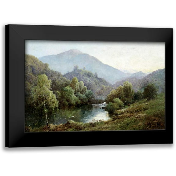 De Breanski, Alfred 14x10 Black Modern Framed Museum Art Print Titled - English Mountain Lake