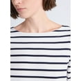 thumbnail image 5 of Free Assembly Women's and Women's Plus Striped Cotton Boatneck Tee with 3/4-Length Sleeves, Sizes XS-4X, 5 of 6