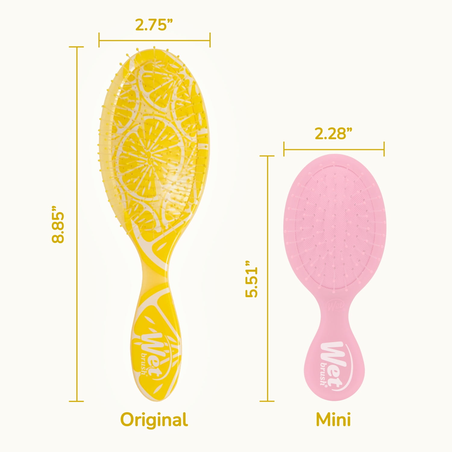 Wet Brush Original Detangler Hair Brush, Tutti Frutti Collection, Lemon