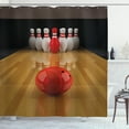 thumbnail image 1 of Ambesonne Bowling Party Shower Curtain, Red Skittle Ball, 69"Wx75"L, Pale Brown Red White, 1 of 3