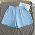 thumbnail image 2 of MIUOWANP Women's Elastic Waist Shorts Solid Color with Pockets Hot Pants Breathable Sports Shorts Size L(8)Light Blue, 2 of 5