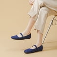 thumbnail image 2 of Ruiatoo Women's Ballet Flats Square Toe Knit Comfortable Slip On Mary Jane with Ankle Strap Casual, Work Teacher Dressy Shoes Navy Blue 40, 2 of 5