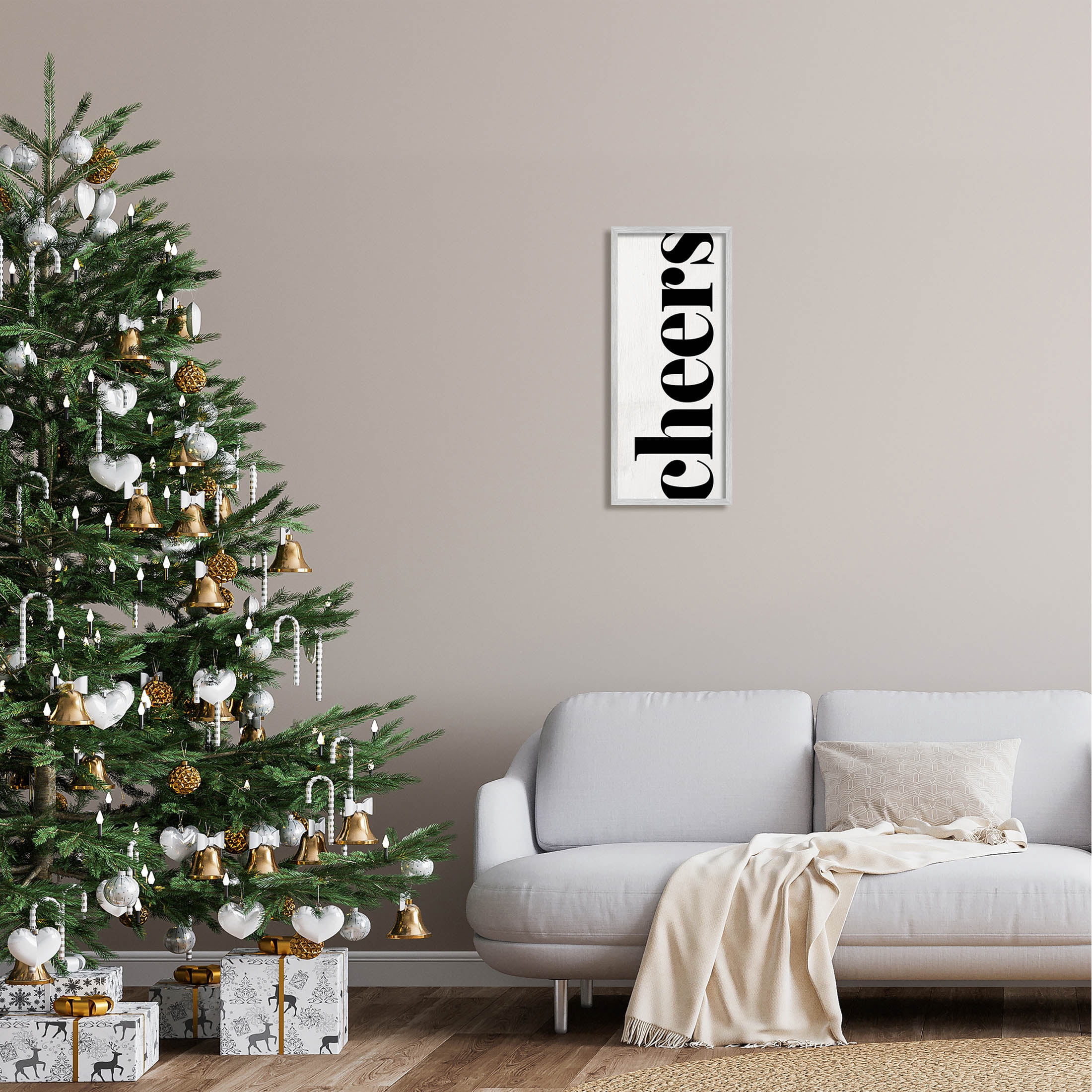 Cheers Holiday Kitchen Sign Holiday Graphic Art Gray Framed Art Print Wall Art