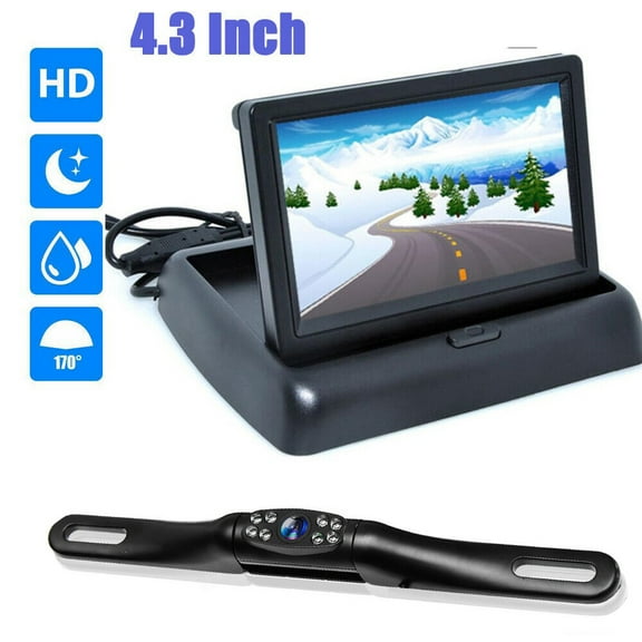 4.3inch HD Monitor Car Backup Reverse Camera Rear View Parking License Plate System