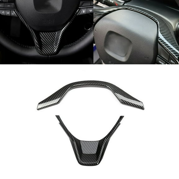 Xotic Tech Car Interior Steering Upper & Lower Frame Decoration Cover Trim, Carbon Fiber Style, Compatible with Honda Accord 10th Gen Sedan 2018-2022 (2pcs)