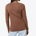 thumbnail image 5 of Fengqque Women Long Sleeve Shirts V Neck T Shirts Casual thermal Tops Slim Fit Basic Tight Tees Going Out Top Brown XS(XS), 5 of 7