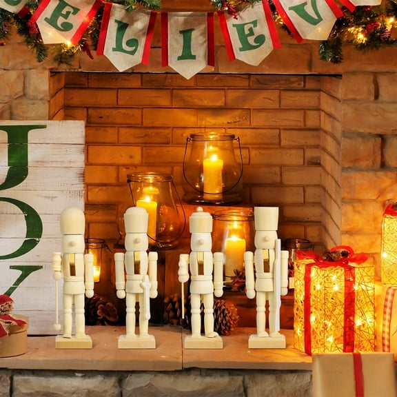 COMPUKAS Xmas Blank Nutcracker Wooden 12Pcs 4.7X1.7X1.6In