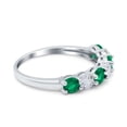 thumbnail image 2 of Art Deco Half Eternity Stackable Ring Green Emerald CZ 925 Sterling Silver Size 8, 2 of 6