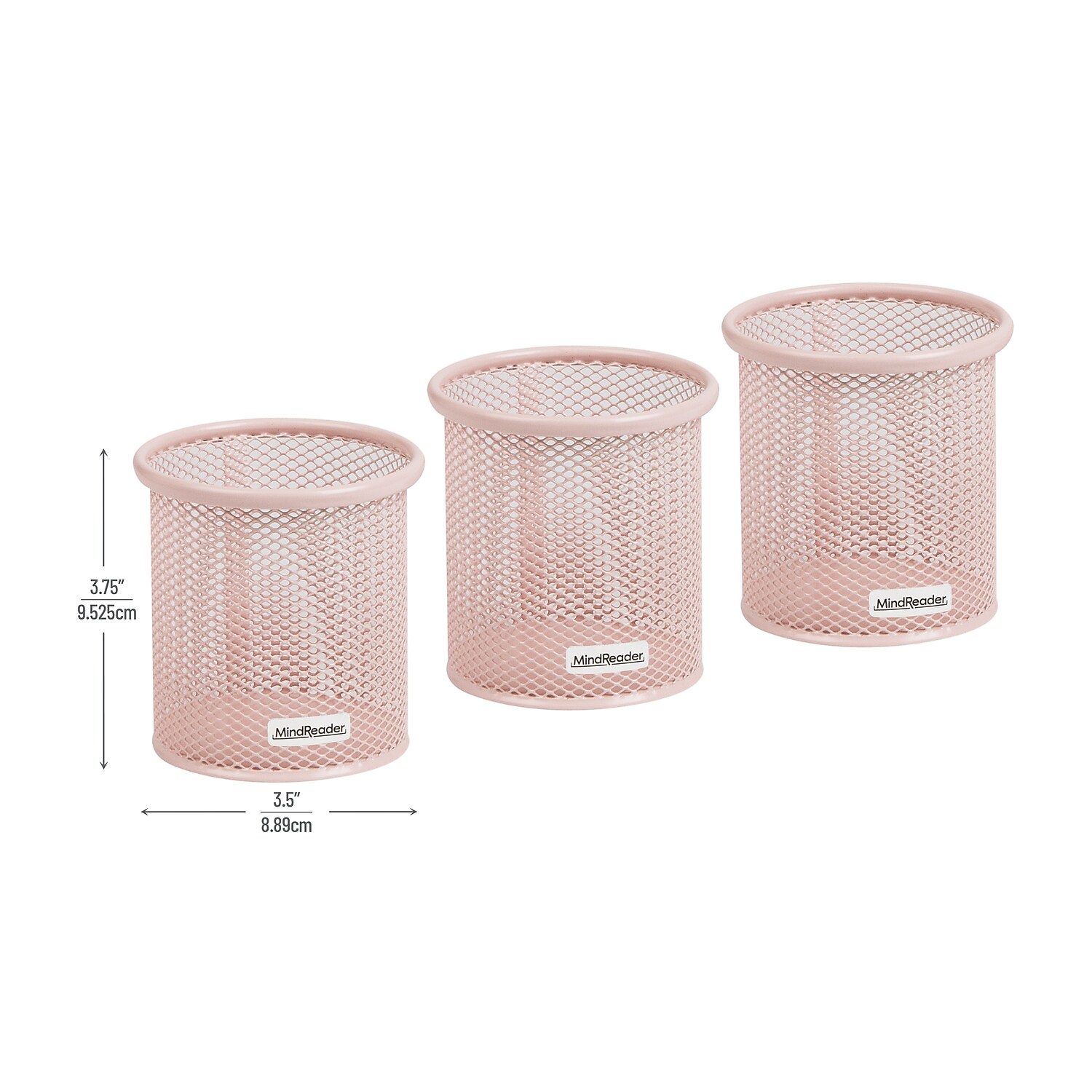 Mind Reader Metal Pen and Accessory Holder Desk Organizer Pink 3-Pieces (CLIPMESH3-PNK)