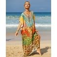 thumbnail image 2 of Edolynsa Bohemian Print Kaftan Plus Size Bathing Suit Cover Up for Women Elegant Beach Dress Loose Loungewear, 2 of 9