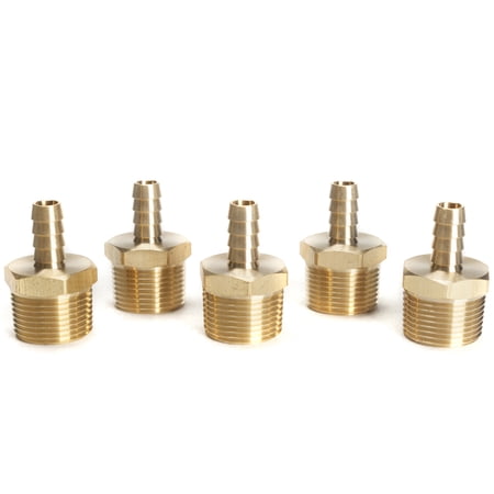 LTWFITTING Brass Barb Fitting Coupler 3/8-Inch Hose ID x 3/4-Inch Male NPT Fuel Gas Water(Pack of 5)
