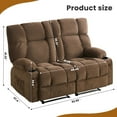 thumbnail image 3 of JONPONY Reclining Loveseat with Cup Holders for Living Room 2 Seat Manual Loveseat Recliner with Side Pocket,Brown, 3 of 15