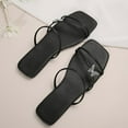 thumbnail image 7 of Xfvqtps Womens Slippers Large Size Simplicity Three Straps Butterfly Rhinestone Bling Shine Flat Bottomed Square Open Toe Breathable Comfortable Non-Slip Summer Casual Slippers Black, 7 of 7
