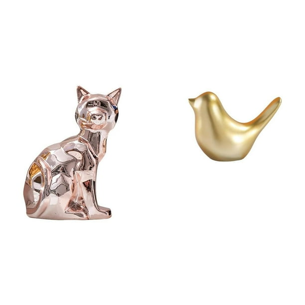 Figura de escritorio,Estante de estatua de gato para escritorio,oficina,decoración del hogar,Figura de pájaros,Figura de pájaro dorado,decoración del hogar,estatua de animal,Estatuas