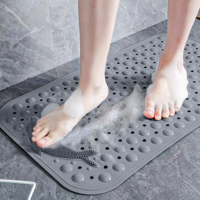 Bathroom Rug, Rubber Backing Non-slip, Can Massage Or Scrub The Soles Of The Feet, Can Be Used As Bathroom Floor Mat, Shower Rug Front Of The Bathtub,Gray