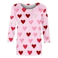 thumbnail image 4 of Tejiojio Red Heart Sweater for Women Loose Medium Long Sleeve 3/4 Sleeve Valentine's Day Printed Crew-neck Top, 4 of 5