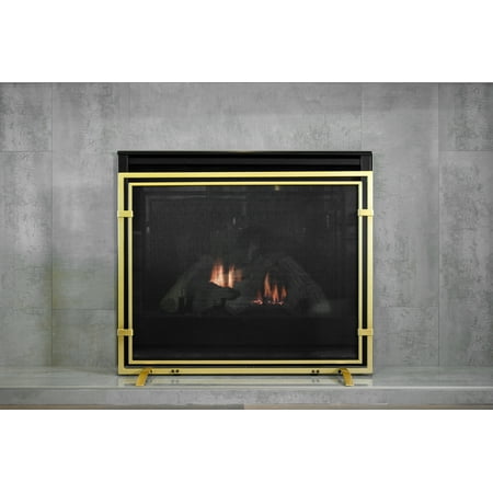 

Single Panel Handcrafted Iron Fireplace Screen 39 (W) x 30.5 (H) Gold
