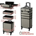 thumbnail image 2 of Byootique Rolling Makeup Train Case 4in1 Cosmetic Trolley Organizer Travel Case Lockable Salon Barber Case with Wheels for Makeup Artist Trave Nail,Rococo GainsBoro, 2 of 9