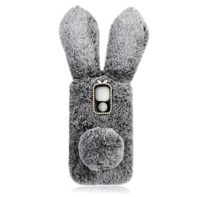 MasteelfCA Furry Phone Shell Bunny Ear Plush Cellphone Case Compatible with Moto G9 Play