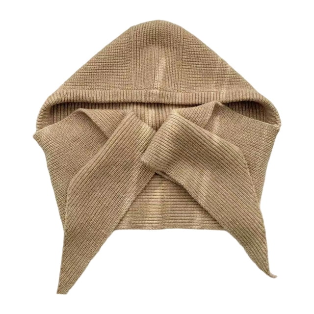 Bufanda con capucha, calentador de cuello y orejas, pasamontañas de invierno para ir de compras al libre en invierno Caqui