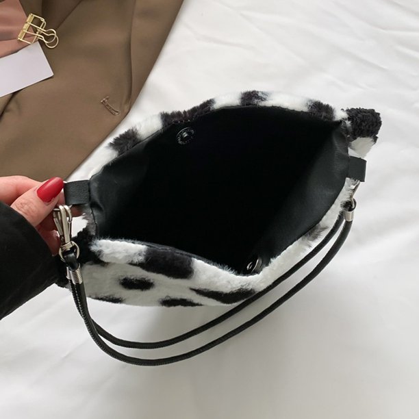 Bolsa con asa superior de felpa suave para mujer, Bolsa de hombro con forma de corazón para mujer (negro) Likrtyny Para Estrenar