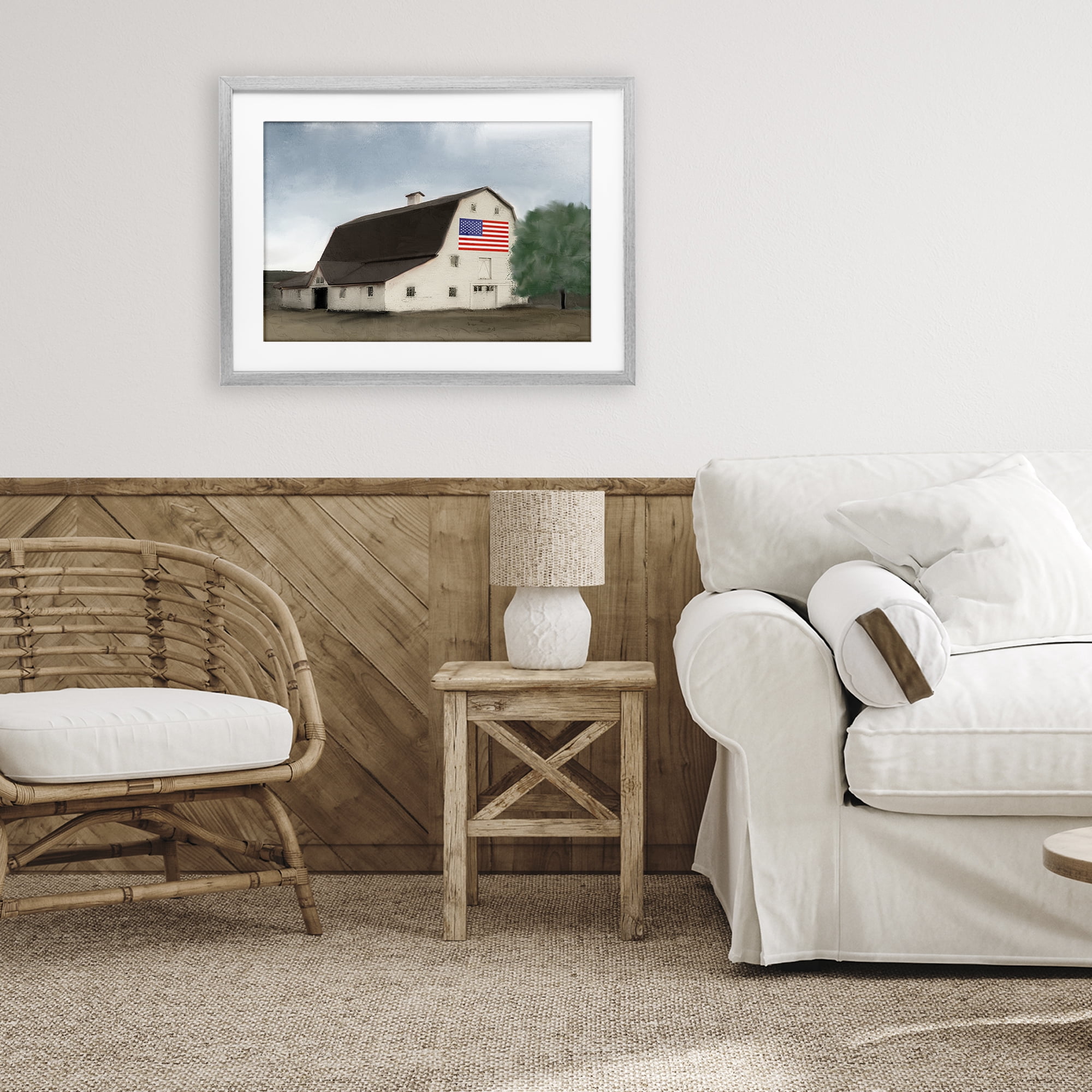 Stupell Industries American Barn Dreams Gray Framed Print Under Glass, design by Kim Allen