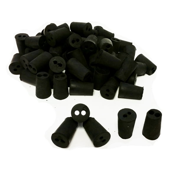 Rubber Stoppers, Size 0, 2-Hole. Pack 1-Pound.