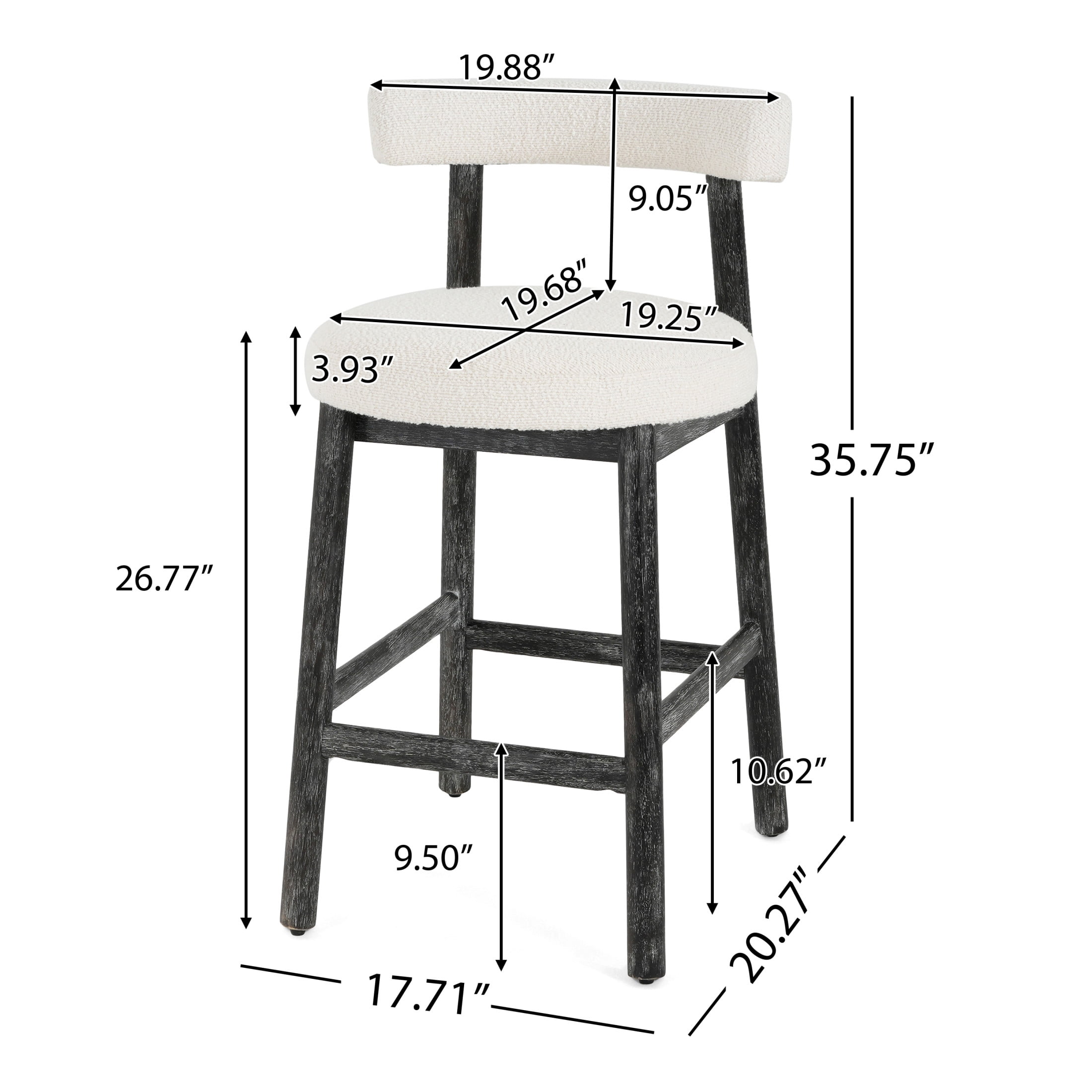 Christopher Knight Home Minimalist 26.77" Counter Height Bar Stools, Solid Wood Frame, Black, Set of 4