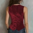 thumbnail image 6 of VKOYWKM Button Down Velvet Vest for Women Trendy V Neck Cropped Sleeveless Casual Tops Button Down Fitted Jacket Waistcoat, 6 of 6