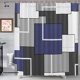 thumbnail image 1 of Juego de cortinas de ducha azules con ganchos Cortina de ducha azul y blanca, 1 of 5