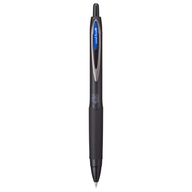 uni-ball 207 Plus+ Stylos Gel à Bille Roulante Rétractables, Lot de 12, Bleu, avec Pointes de Stylo Micro-Pointe de 0,5 mm - Uni-Super Ink+ Est Lisse et Éclatante et Protège contre la Décoloration de l'Eau et la Fraude