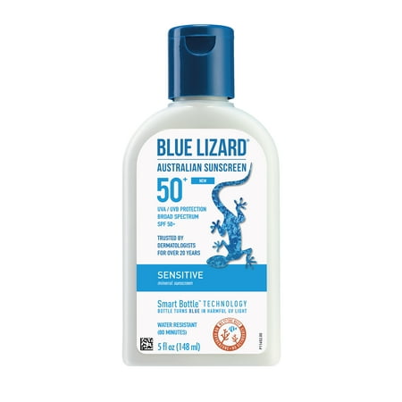 Blue Lizard Australian Mineral Sunscreen Lotion, Sensitive Skin, SPF 50+, 5 oz