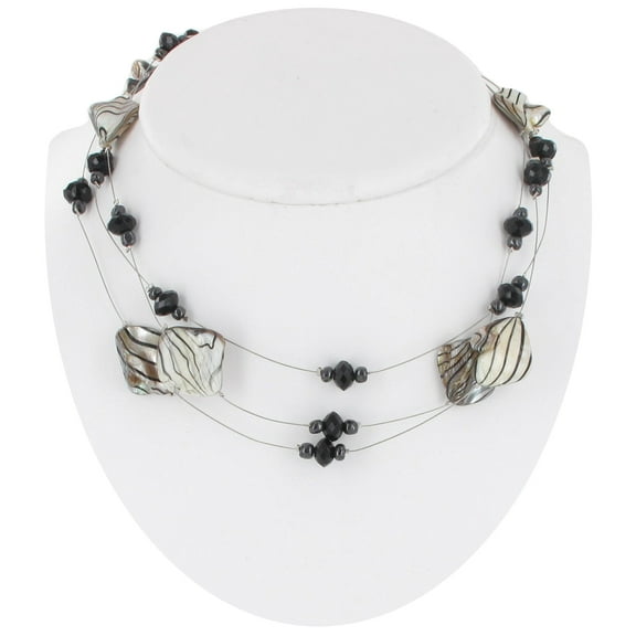 Black Floating Bead Faceted Shell Multistrand Collar Necklace Ladies Adult Female Women