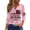 Pink, variant on American Flag 250th Anniversary T Shirt Women 3/4 Sleeve V Neck Button 1776-2026 USA Tops