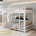 thumbnail image 3 of Harper & Bright Designs Twin Over Twin Bunk Bed with Ladder, Heavy-duty Metal Bunk Bed Frame Guardrail for Boys Girls, White, 3 of 12