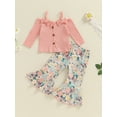 thumbnail image 5 of Yunliwuli Baby Girl 2Pcs Fall Outfits Off Shoulder Button Down Tops + Flare Pants Set Toddler Clothes, 5 of 10