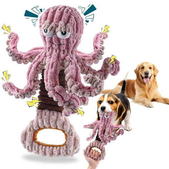 Squeaky Dog Toys, Octopus Dog Toy Interactive Tug of War Puppy Toy to Keep Them Busy(Purple)