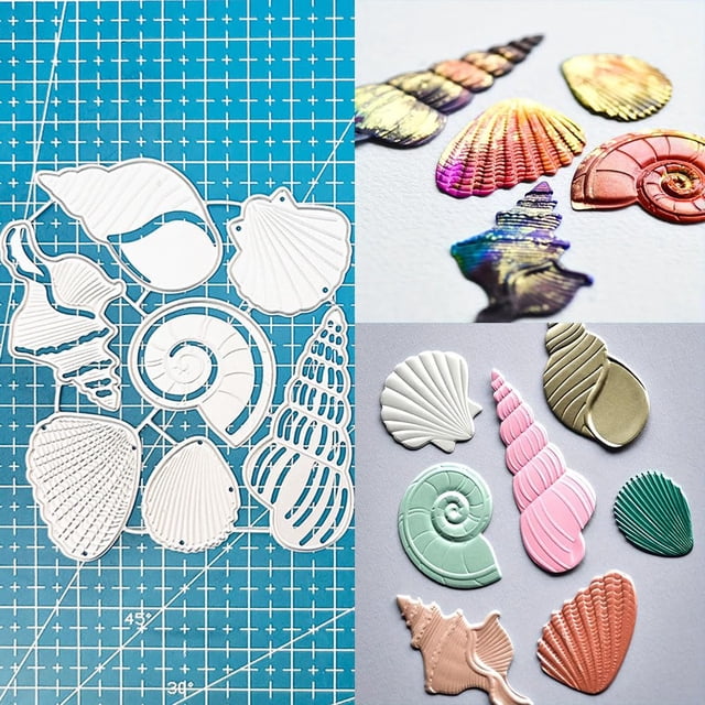 Plantilla de troquel de corte con diseño de concha marina para tarjetería y scrapbooking