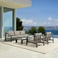 thumbnail image 2 of Mongo 4 Piece Outdoor Patio Furniture Set in Dark Brown Aluminum with Cushions, 2 of 12
