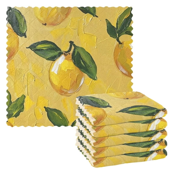 6 Pieces of Kitchen Towels 11x11Inch Kitchen Dish Cloths Kitchen Dish Towels Reuseable Cleaning Cloths Oil Painted Orange
