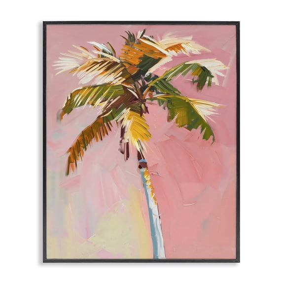 Stupell Industries Pink Palm Summer Oasis Black Framed Giclee Art, design by The Prints Vibe