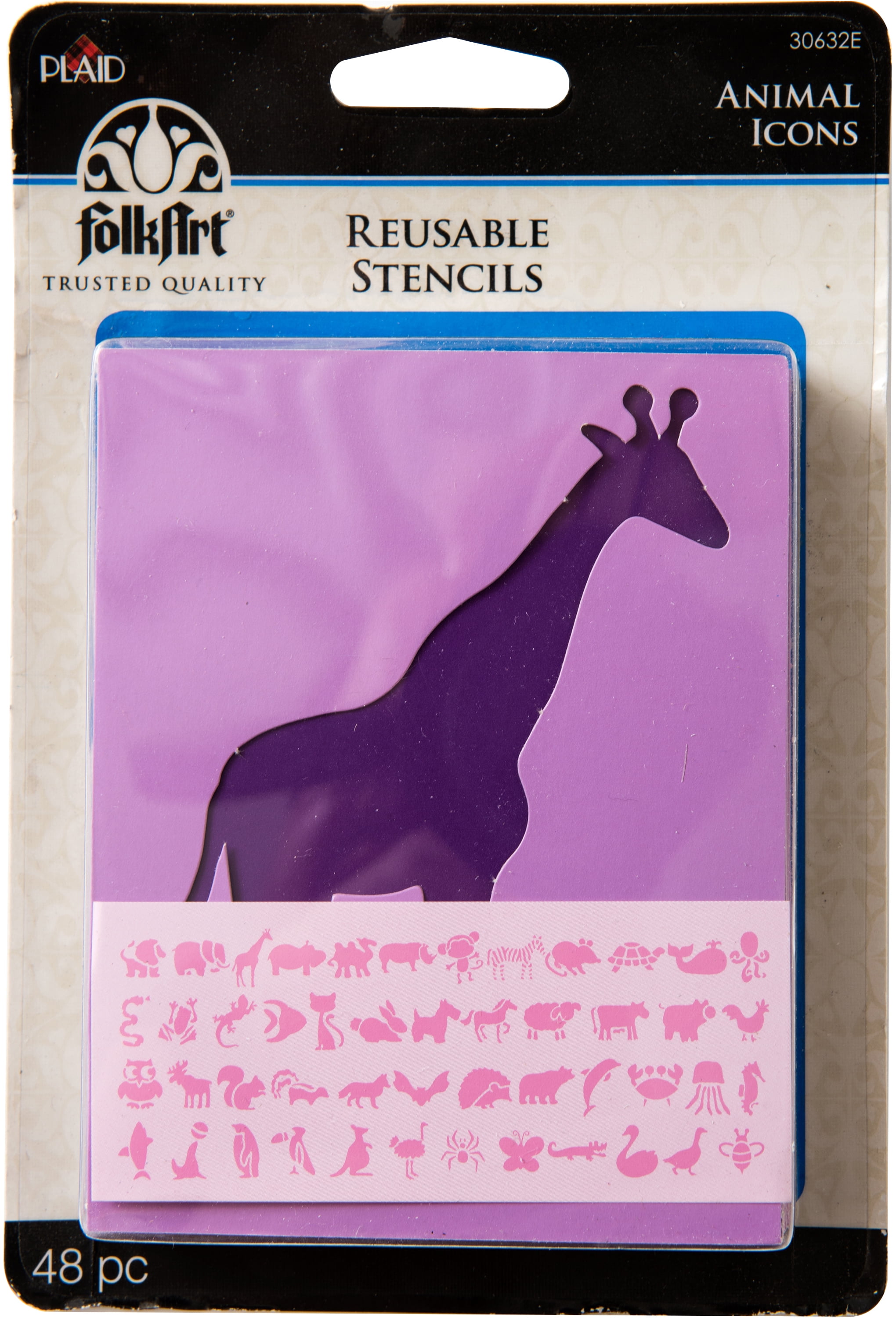 FolkArt Paper Stencil Value Pack, Animal Icons, 4 in x 3 in, 48 Piece -  