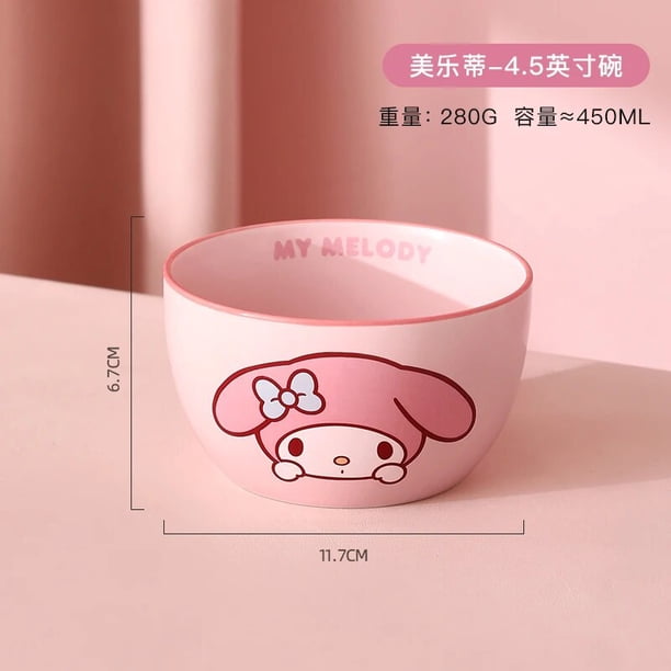 Sanrio-cuenco de cerámica de dibujos animados para niños, vajilla con patrón de Hello Kitty, My Melody, Cinnamoroll, nuevo