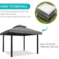 thumbnail image 6 of SHANNA Gazebo Replacement Canopy Roof, 10' x 10' Outdoor Waterproof BBQ Gazebo Canopy Top Cover, Gray, Double Roof, 6 of 8