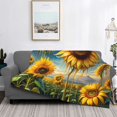 thumbnail image 2 of Yiaed Artistic Oil Painting Sunflower Print Blanket Throw Blanket Soft Cozy Flannel Blanket for Home Bed Sofa Couch Chair-60"x50", 2 of 6