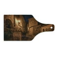 thumbnail image 2 of Vintage Cutting Board, Street of Aged Antique Tuff City with Stone House Structures Roman Cityscape Art Photo, Tempered Glass Cutting and Serving Board, Wine Bottle Shape, Tan, by Ambesonne, 2 of 5