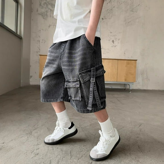 Boys Jean Shorts Casual Baggy Cargo Jean Shorts Boys Summer Trendy Shorts Teen 9-10 Years Boys Shorts Boys Clothes